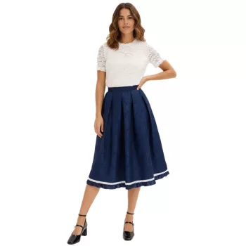   Női divatos dirndl szoknya, sötétkék, 905168 - 48 1 napos szállítás