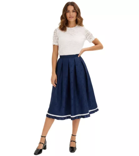 Női divatos dirndl szoknya, sötétkék, 905168 - 48 1 napos szállítás